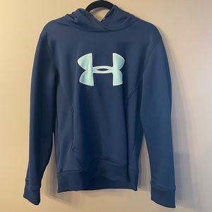 Under Armour Hoodie Sweatshirt. Size L. Navy with Teal Detail.